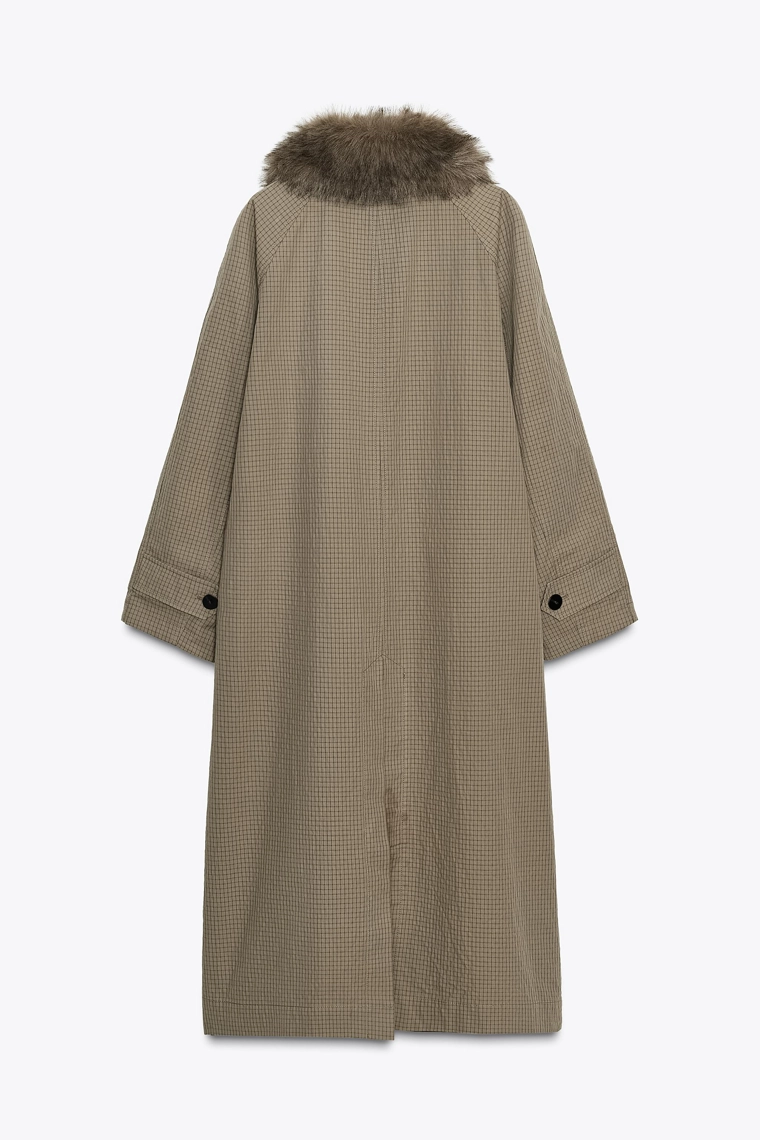 ДВУСТОРОННИЙ ТРЕНЧ С ВОРОТНИКОМ ИЗ ИСКУССТВЕННОГО МЕХА — ZW COLLECTION