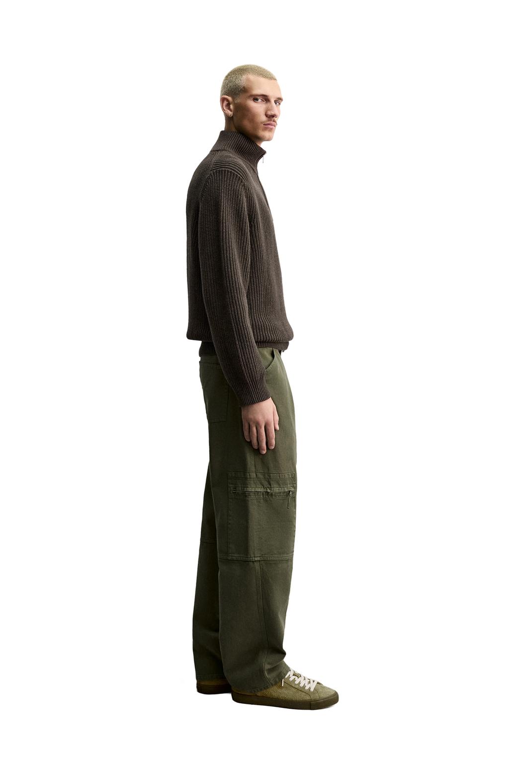 БРЮКИ КАРГО RELAXED FIT С ЭФФЕКТОМ ПОТЕРТОСТИ