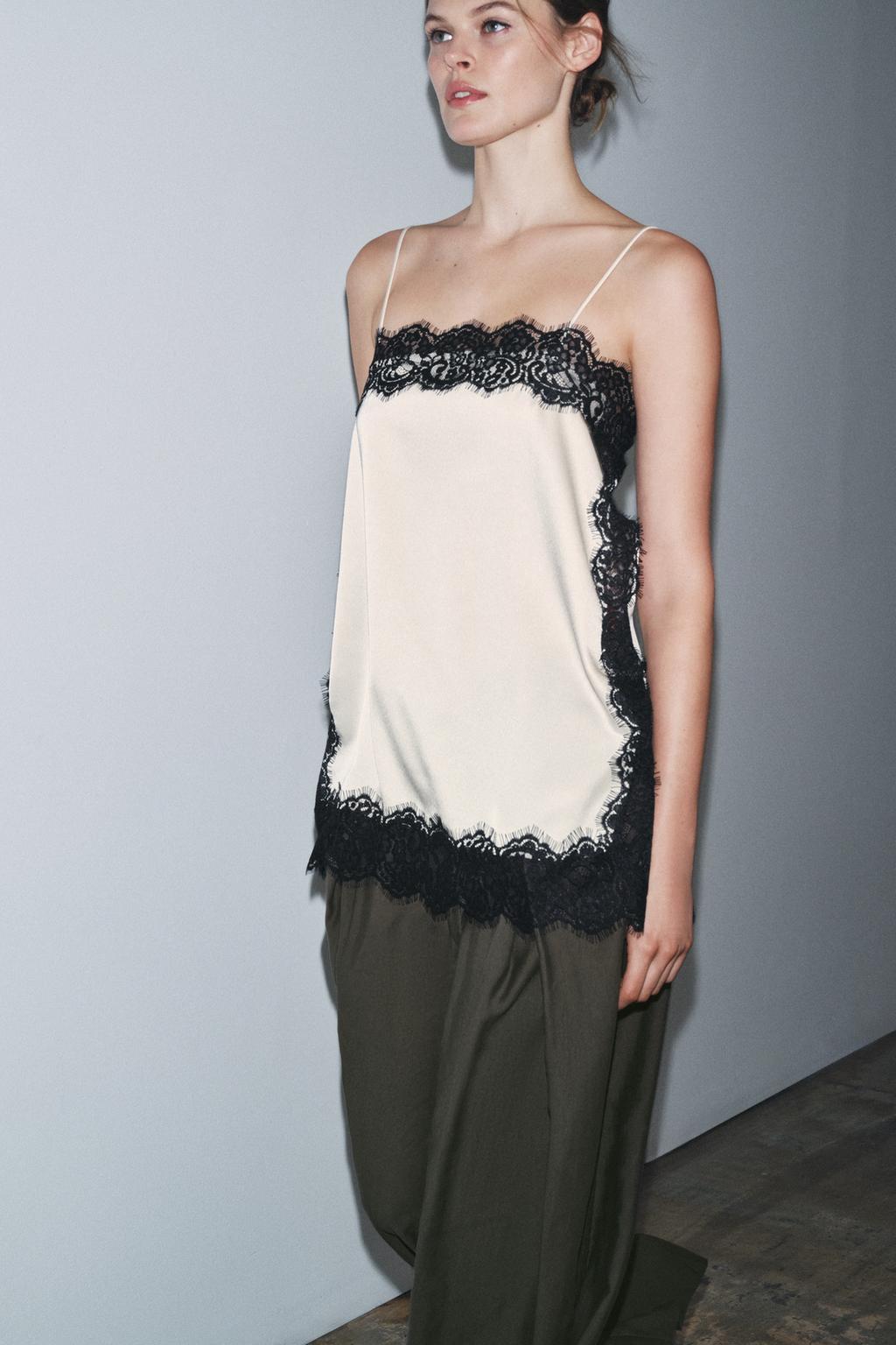 АТЛАСНЫЙ ТОП С КРУЖЕВОМ — ZW COLLECTION