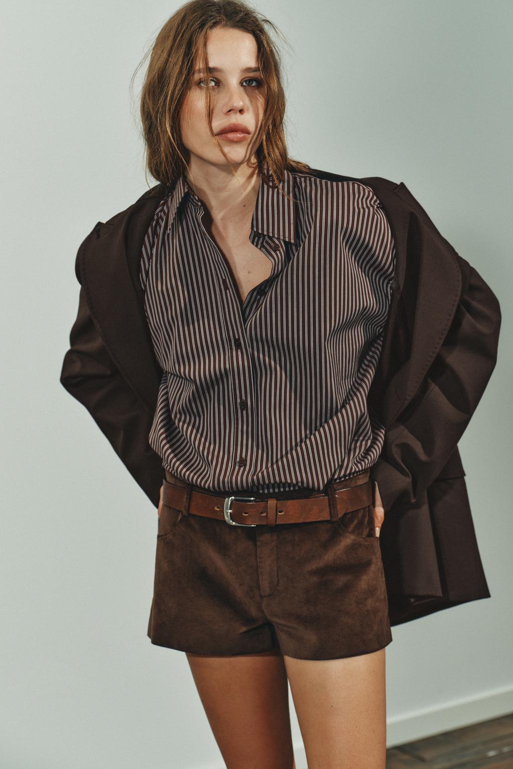 РУБАШКА OVERSIZE ИЗ ПОПЛИНА В ПОЛОСКУ