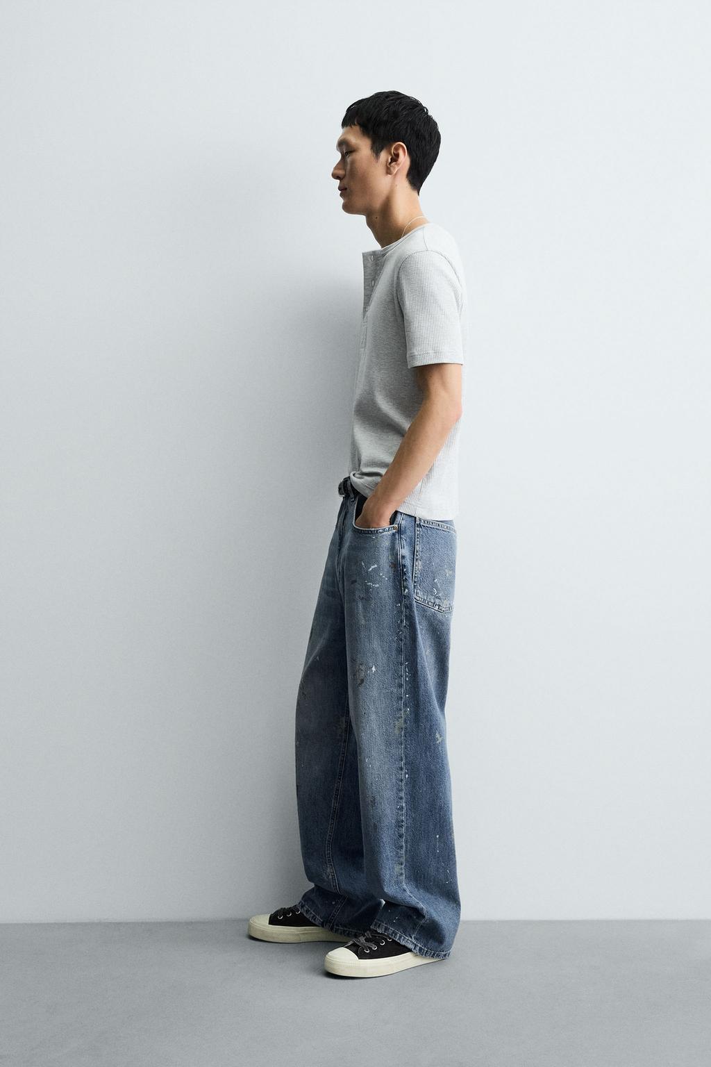 ДЖИНСЫ BAGGY FIT С ЭФФЕКТОМ БРЫЗГ