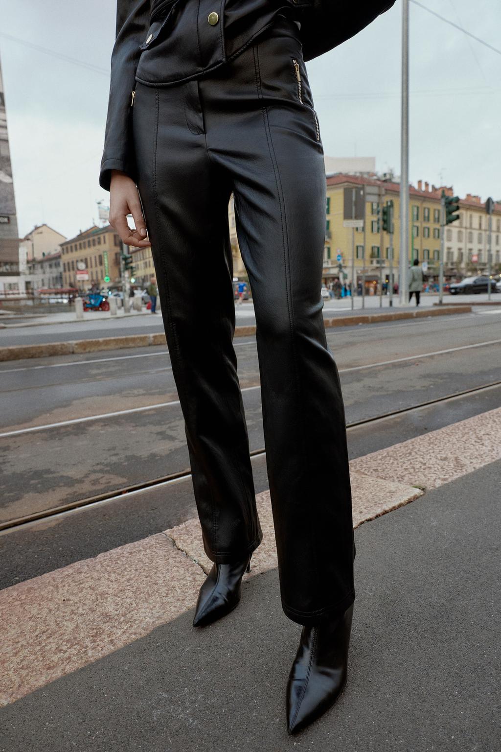 БРЮКИ FLARE ИЗ ИСКУССТВЕННОЙ КОЖИ