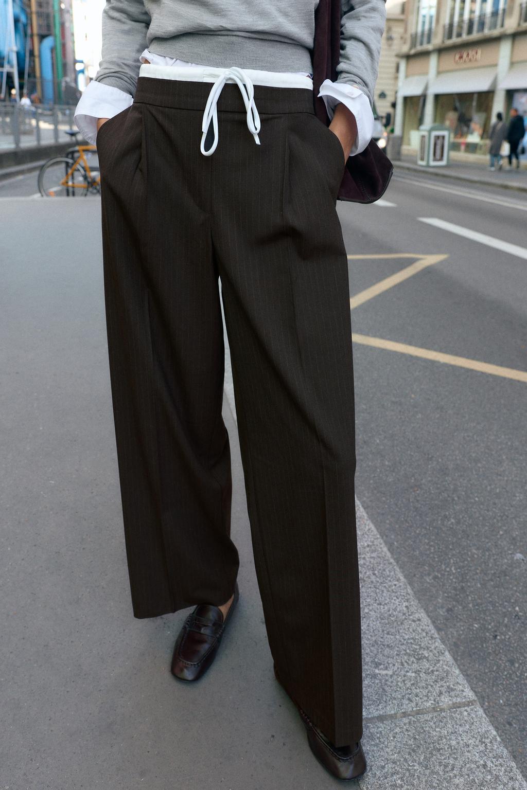 БРЮКИ WIDE LEG С ДВОЙНЫМ ПОЯСОМ