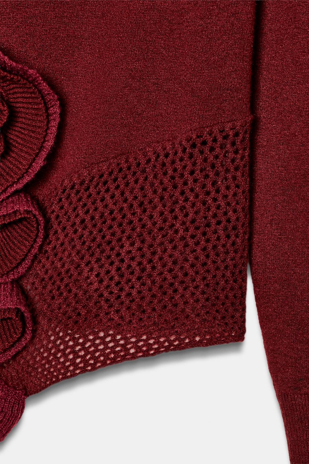 СВИТЕР ИЗ РЕЛЬЕФНОГО ТРИКОТАЖА С ЦВЕТАМИ