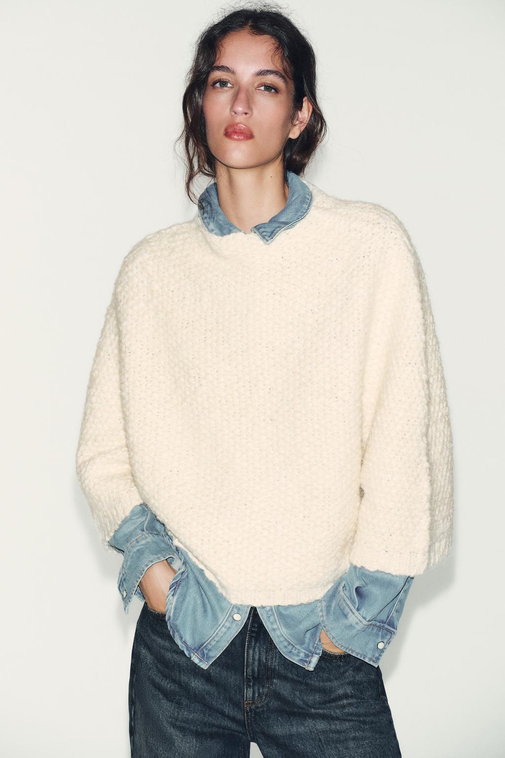 СВИТЕР-НАКИДКА КРУПНОЙ ВЯЗКИ