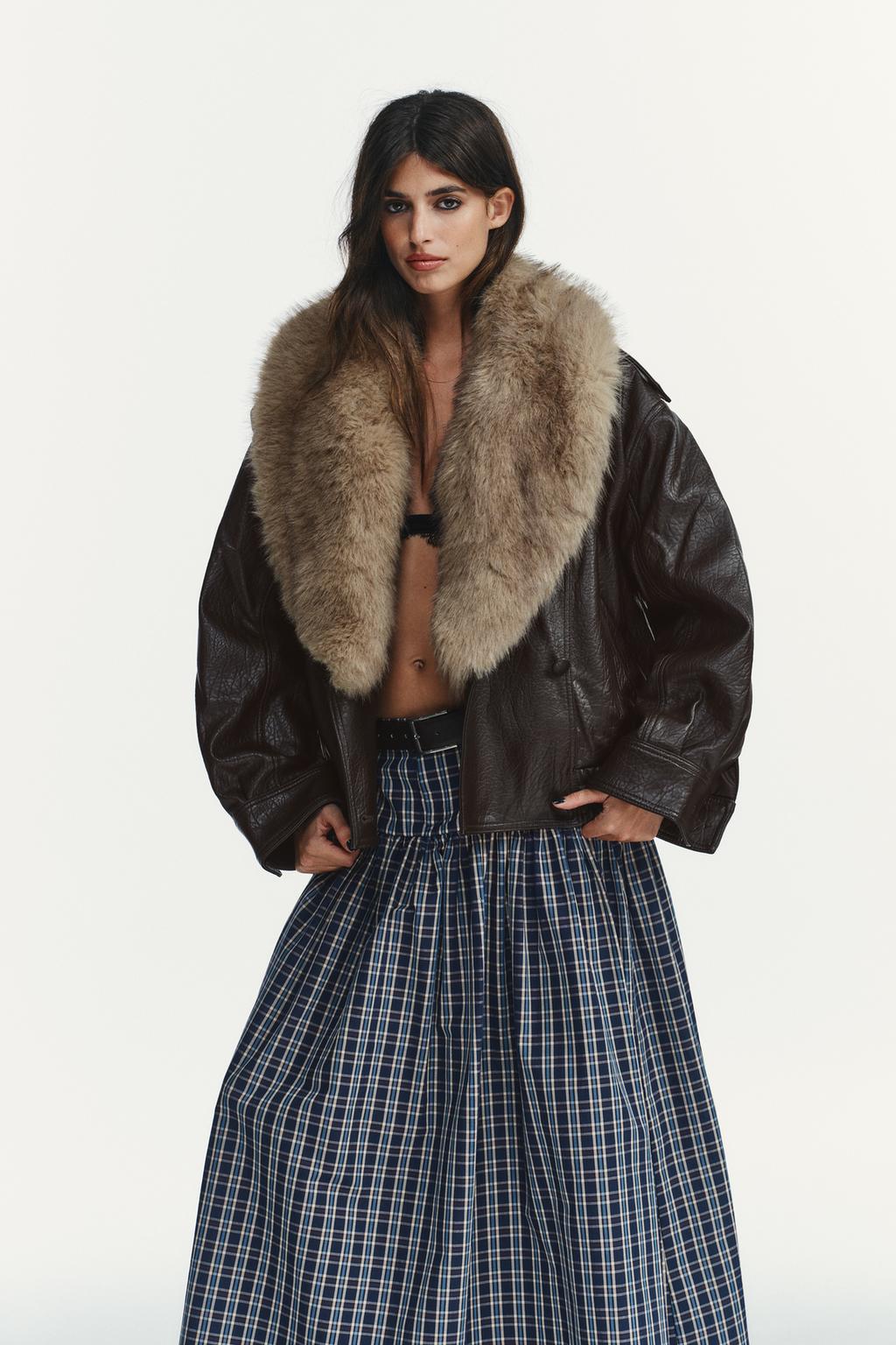 КУРТКА ИЗ ИСКУССТВЕННОЙ КОЖИ СО СЪЕМНЫМ ВОРОТНИКОМ