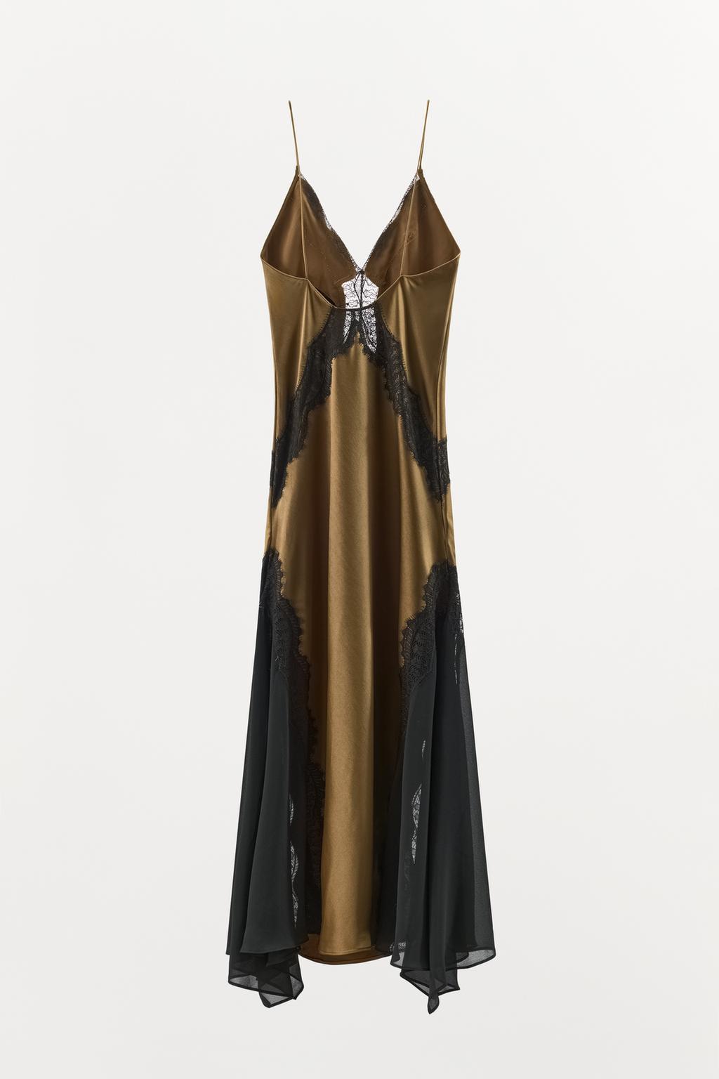 КОМБИНИРОВАННОЕ АТЛАСНОЕ ПЛАТЬЕ С КРУЖЕВОМ