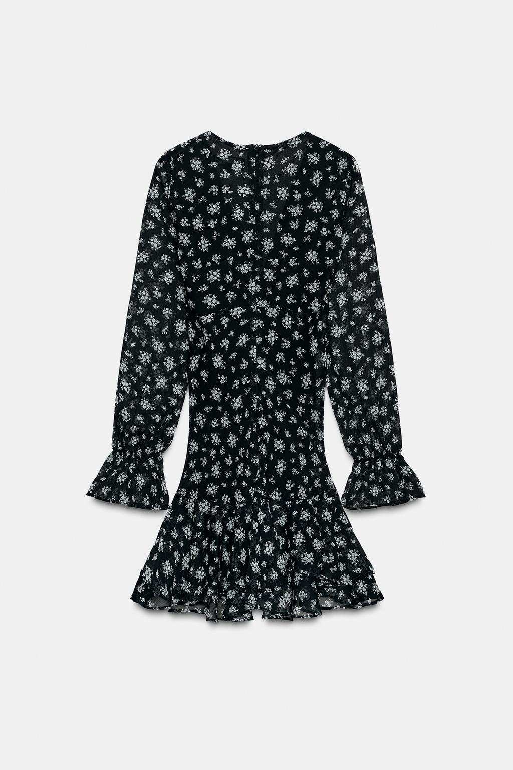 ПЛАТЬЕ ИЗ ТКАНИ С ЦВЕТОЧНЫМ ПРИНТОМ С ВОЛАНАМИ