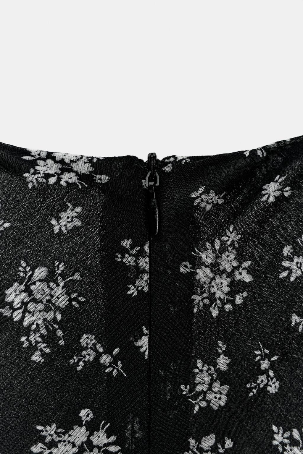 ПЛАТЬЕ ИЗ ТКАНИ С ЦВЕТОЧНЫМ ПРИНТОМ С ВОЛАНАМИ