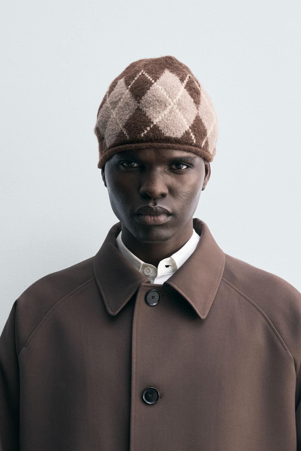 ЖАККАРДОВАЯ ШАПКА БИНИ С РОМБАМИ