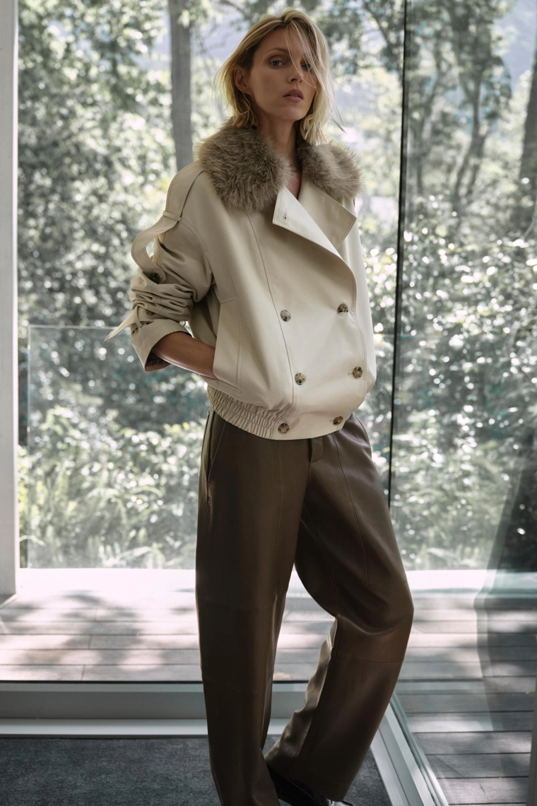 СТЕГАНОЕ ПАЛЬТО С ВОРОТНИКОМ ИЗ ИСКУССТВЕННОГО МЕХА — ZW COLLECTION