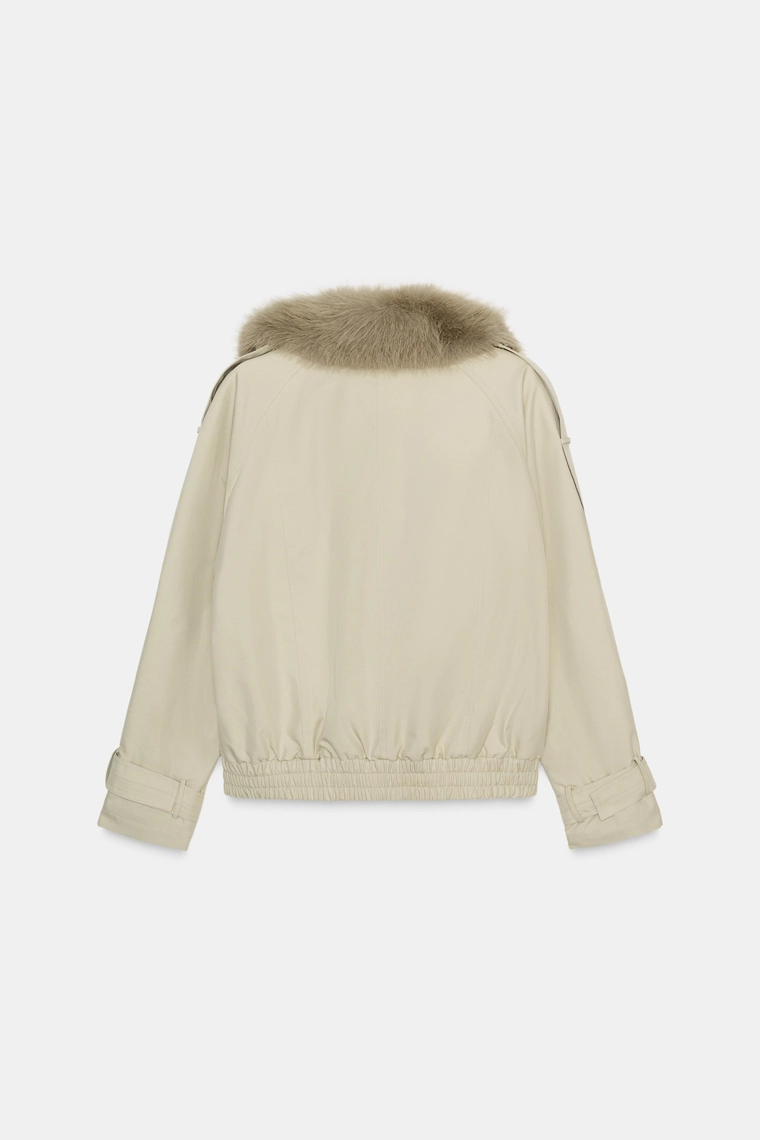 СТЕГАНОЕ ПАЛЬТО С ВОРОТНИКОМ ИЗ ИСКУССТВЕННОГО МЕХА — ZW COLLECTION