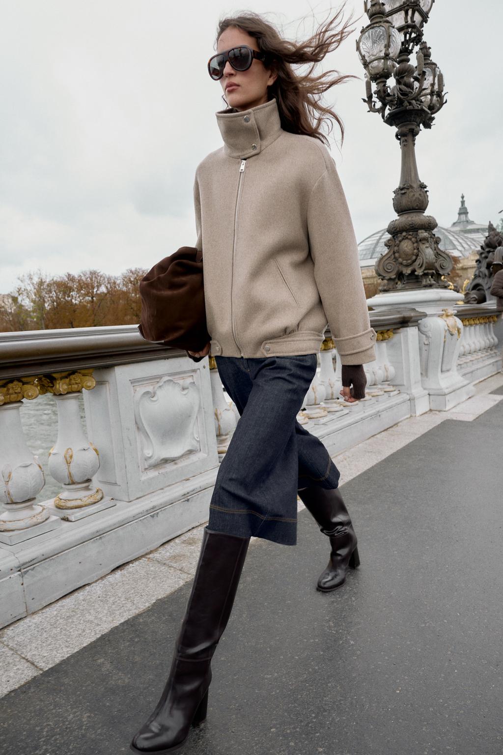 БОМБЕР ИЗ ШЕРСТИ С ВЫСОКИМ ВОРОТНИКОМ