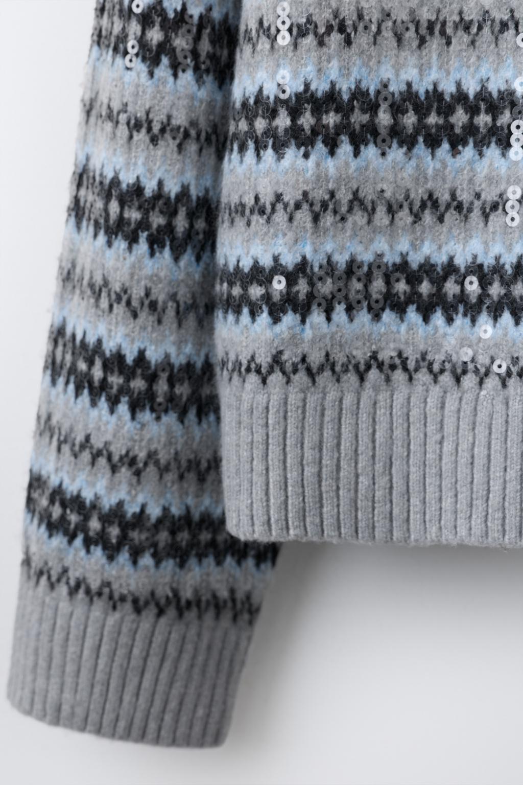 ЖАККАРДОВЫЙ СВИТЕР С ПАЙЕТКАМИ