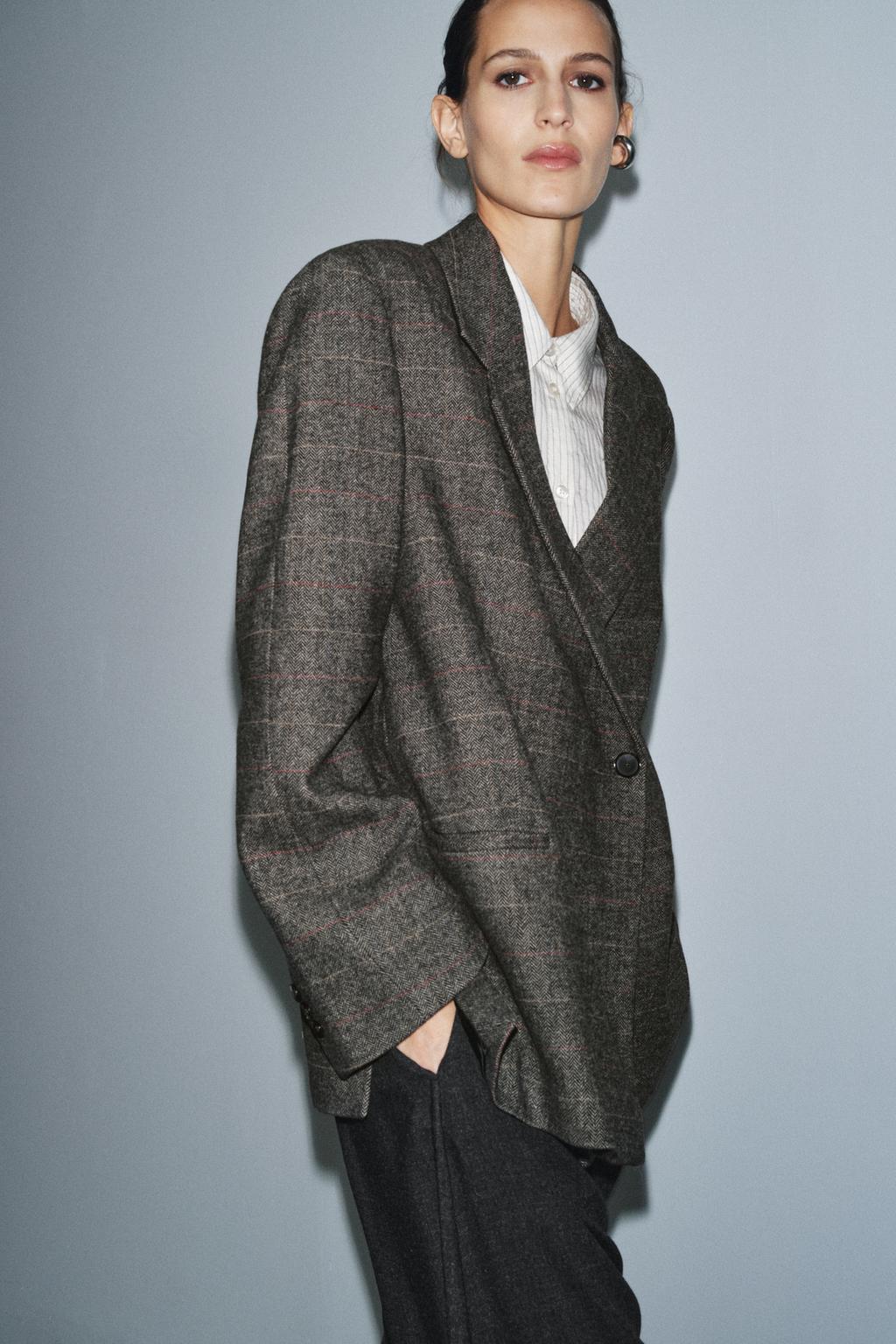 БЛЕЙЗЕР ОВЕРСАЙЗ В КЛЕТКУ ИЗ СМЕСОВОЙ ШЕРСТИ — ZW COLLECTION