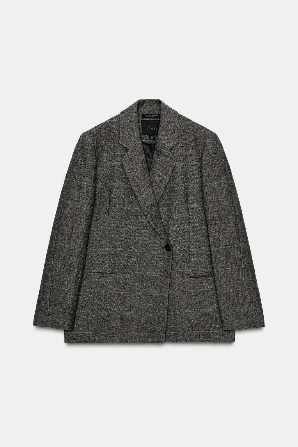 БЛЕЙЗЕР ОВЕРСАЙЗ В КЛЕТКУ ИЗ СМЕСОВОЙ ШЕРСТИ — ZW COLLECTION