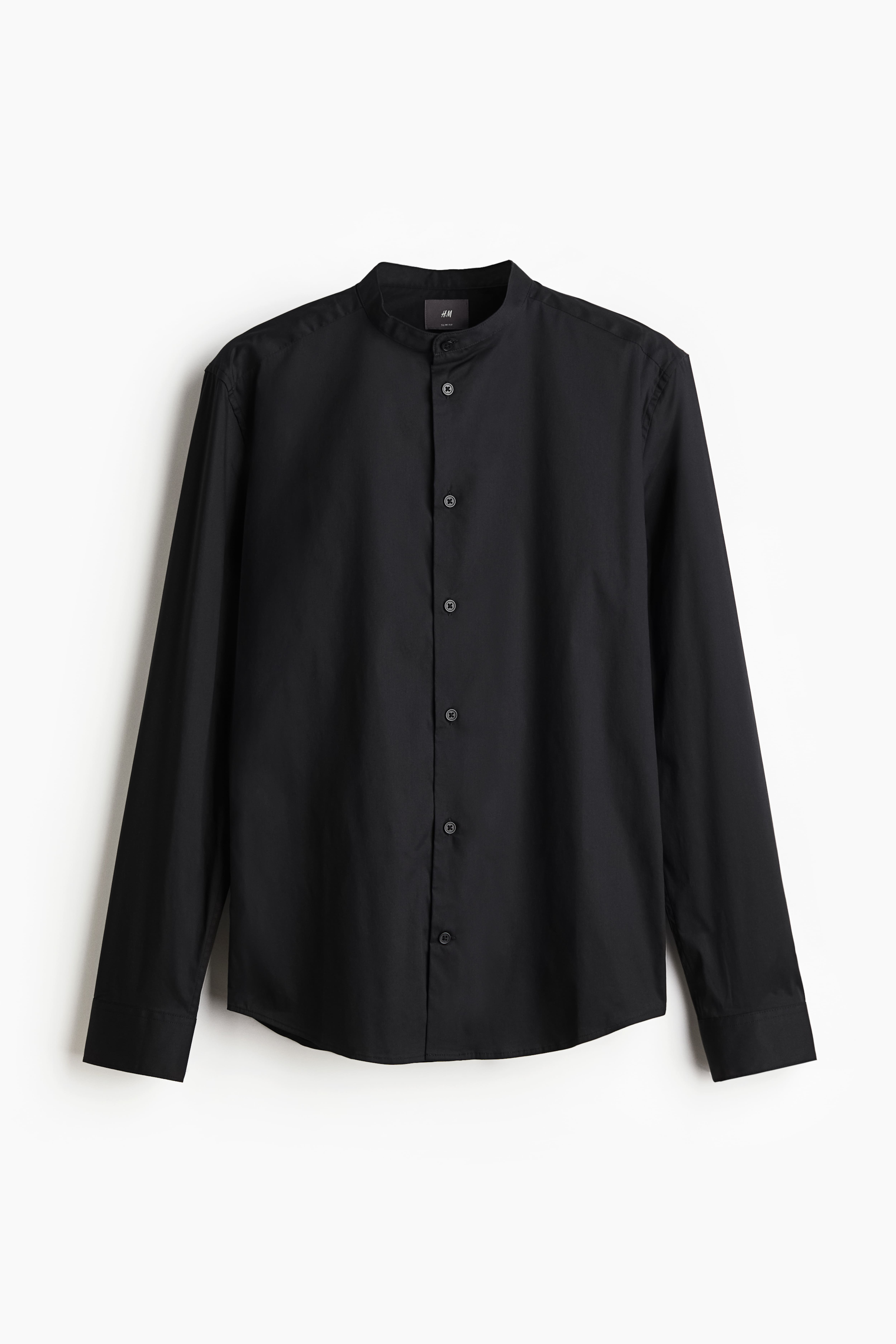 Рубашка mandarin slim fit из трикотажа с эластаном