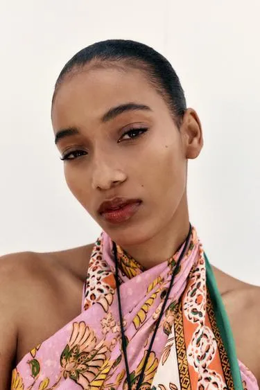 Платок с принтом и хлопком