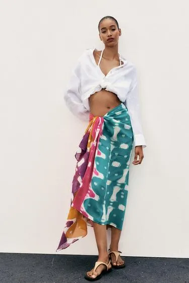 Платок с принтом и хлопком