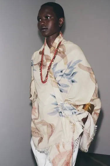 Хлопковый платок с принтом «пионы»