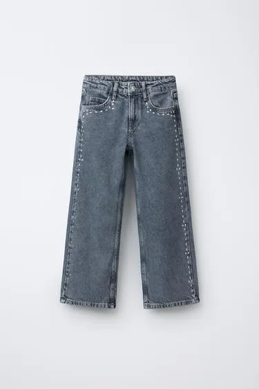Джинсы WIDE LEG с заклепками