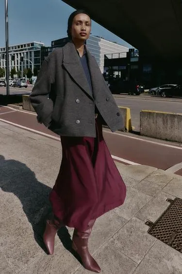 Двубортное пальто в стиле OVERSIZE