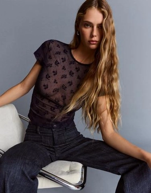 Zara Футболка из полупрозрачной ткани