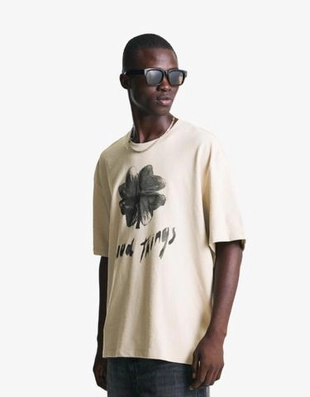 Zara Футболка с короткими рукавами из рельефной ткани с принтом