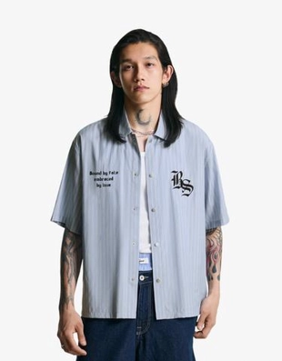 Zara Рубашка с короткими рукавами и вышивкой