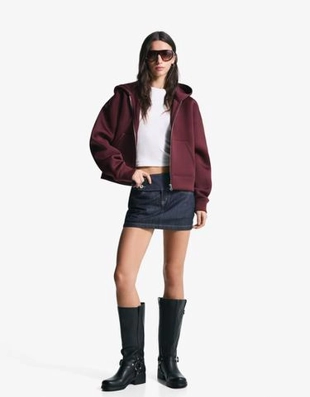 Zara Толстовка оверсайз на молнии, с эффектом неопрена