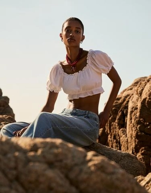 Zara Укороченная блуза с короткими рукавами