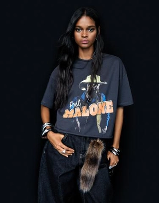 Zara Футболка с принтом POST MALONE