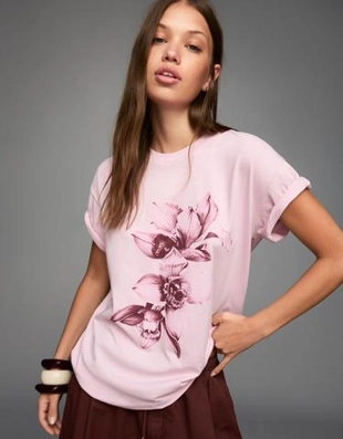 Zara Футболка оверсайз с короткими рукавами и принтом