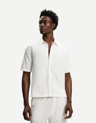 Zara Рубашка из плиссированной ткани с короткими рукавами