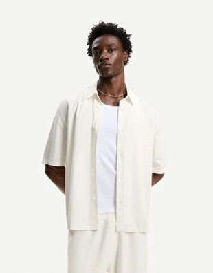 Zara Рубашка из смесового льна с короткими рукавами купить с доставкой.