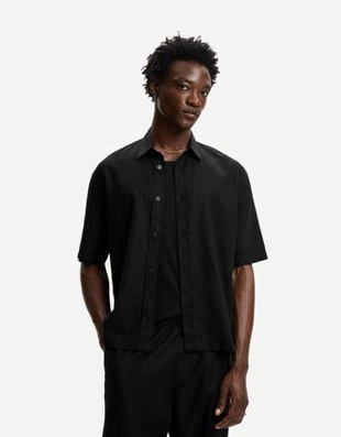 Zara Рубашка из смесового льна с короткими рукавами