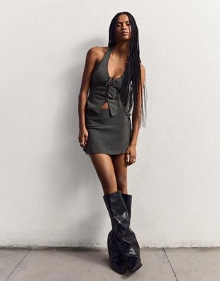 Zara Топ из бенгалина с горловиной халтер