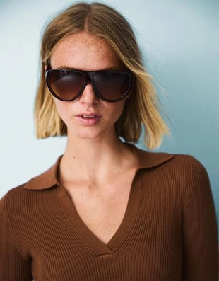 Zara Свитер с воротником поло в рубчик