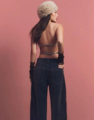 Zara Топ с горловиной халтер из искусственной кожи