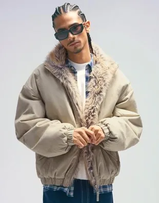 Куртка с лацканами из искусственного меха