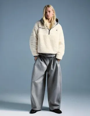 Свитер на молнии с эффектом овчины и регулируемым низом- Заказать в России