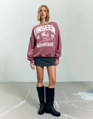 Zara Толстовка с вырезом «лодочка» и принтом