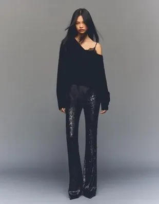 Расклешенные брюки с пайетками- Заказать в России