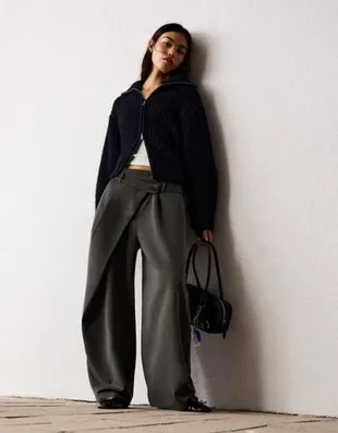 Брюки с поясом на запахе- Заказать в России