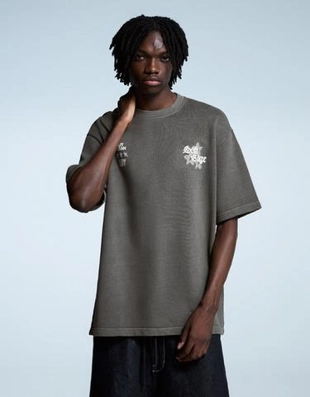 Zara Футболка из мягкой ткани с короткими рукавами и принтом