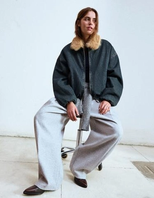 Zara Джинсовая куртка с воротником из искусственного меха