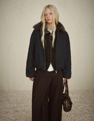 Zara Джинсовая куртка с воротником из искусственного меха