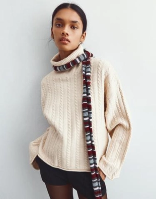 Zara Свитер с высоким воротником и узором «косы»