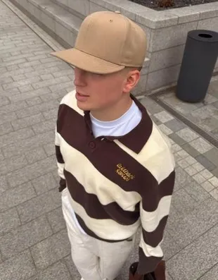 Свитер в полоску с воротником поло- Заказать в России