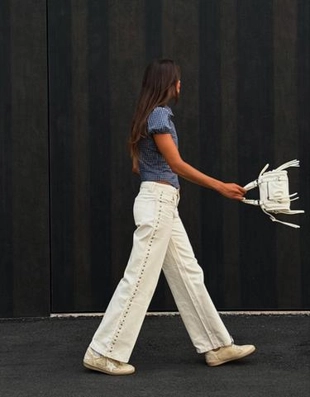 Zara Брюки с прямыми штанинами, необработанными кромками и люверсами